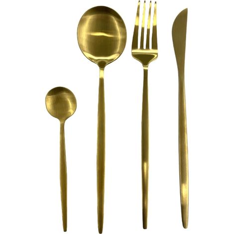 Ménagère 24 pièces en inox coloris doré