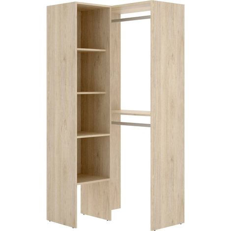 Dmora - Guardaroba grande Arpagone, Struttura per cabina armadio angolare, Mobile appendiabiti aperto ad angolo, 79x88h186 cm, Rovere (1/3)