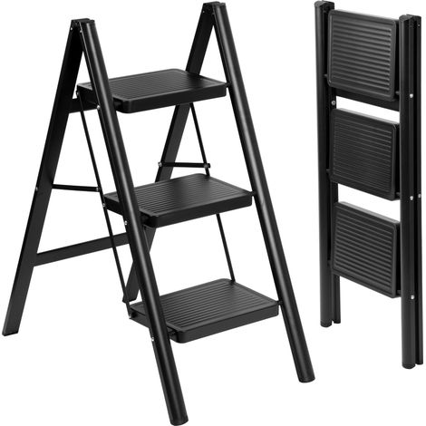 Scala in metallo a 3 gradini, pieghevole, facile da usare (1/5)
