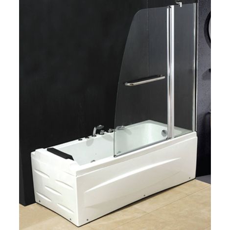 Paroi de baignoire en cristal profilA aluminium chromA 6 mm 120 x 140 h paroi de baignoire salle de bain