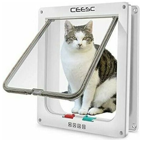 Size 4 Position Pet Door Cat Dog Lockable Lock Flap Door Pet Hatch (XL: 255.527.7cm , white)