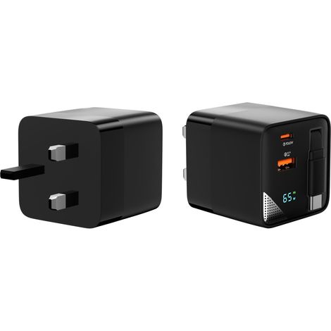 ProRock 65W USB Fast Charger with Retractable Cable, UK Plug