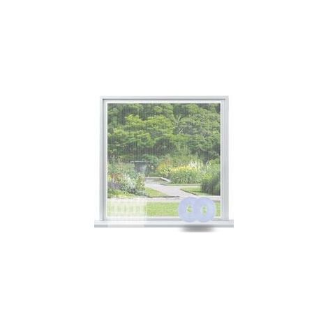 Moustiquaire de fenêtre en 2 pièces, rideau en filet à monter soi-même, protection anti-insectes avec 2 rouleaux de bandes auto-adhésives, pour fenêtre anti-moustiques (150 x 200 cm, blanc) (1/4)