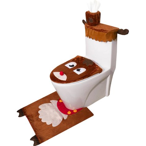 WC-Sitz in Form eines Weihnachtsrentiers, 4er-Set, Badezimmerdekoration, braun (1/2)