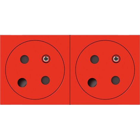 Prise multi-supports pour programme mosaïque 2x2 pôles + T à détrompage à 45°, 4 modules rouge (1/3)