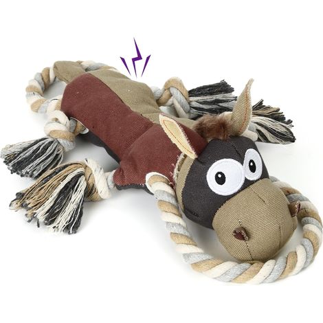 Jouet en Corde pour Chien Grand et Moyen Modèle Peluche Résistante en Toile de Canevas Durable avec Siffleur Intégré pour Mâcher et Jouer (1/5)