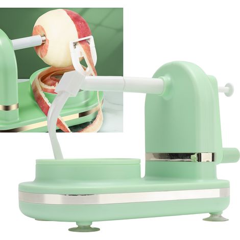 Éplucheur à pommes manuel, éplucheur automatique domestique, grattoir à fruits multifonctionnel, éplucheur, outil pour éplucher et râper, vert jeune. (1/5)