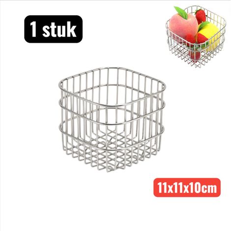 1 panier de rangement en acier inoxydable pour ustensiles de cuisine fruits légumes et vaisselle 11 x 11 x 10 cm argenté (1/5)