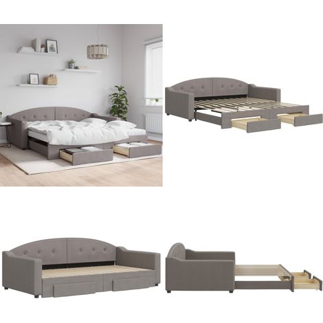 vidaXL Tagesbett Ausziehbar mit Schubladen Taupe 100x200 cm Stoff (1/5)