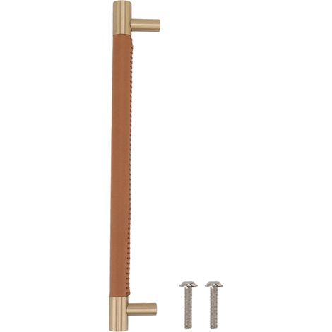 Poignée de porte meuble, tirage luxueuse en cuir et laiton (1/5)