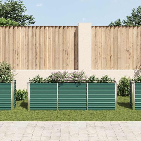 Jardinière, Pot de Fleurs d'extérieur, Lit surélevé de jardin Acier galvanisé 240x40x77 cm Vert OIB6268E (1/5)