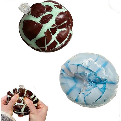 Balle anti-stress croustillante en TPR, squishy à craqueler, balles anti-stress croquantes en chocolat à modeler, jouet anti-anxiété, lot de 2 (1/4)