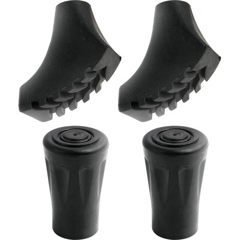 Embout Baton de Marche en Caoutchouc, 2 Rondes 2 en Forme De Fer À Cheval, Protecteur Embouts pour Bâtons de Marche Nordique Trekking, Universels Rubber Tips Replacement for Hiking Trekking Poles (1/5)