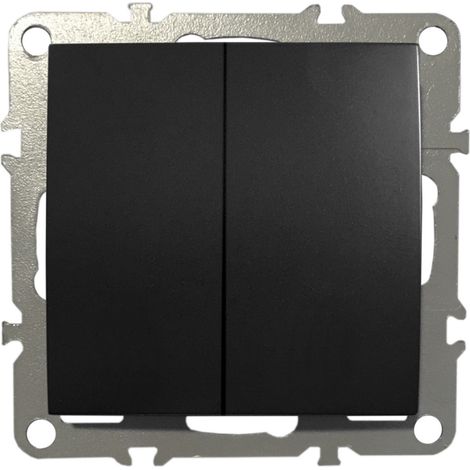 2-Fach Schalter Lichtschalter Doppel-Schalter Wechselschalter Unterputz 220-250V 10A Schwarz Matt