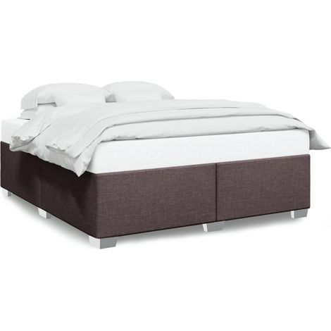 Lit double Lit adulte Cadre de lit sans matelas marron foncé 180x200 cm tissu (1/5)