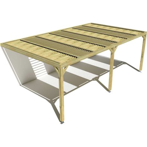 Pergola bois • 7m x 4m • adossée • sens profondeur • lames orientables bioclimatiques incluses • livraison comprise (1/3)