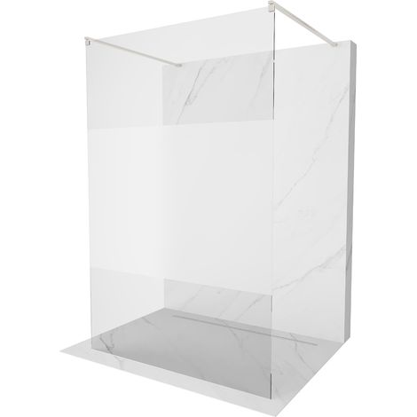 Mexen Kioto freistehende Duschwand 140 x 200 cm, transparent/rau 8 mm, gebürsteter Nickel - 800-140- (1/5)