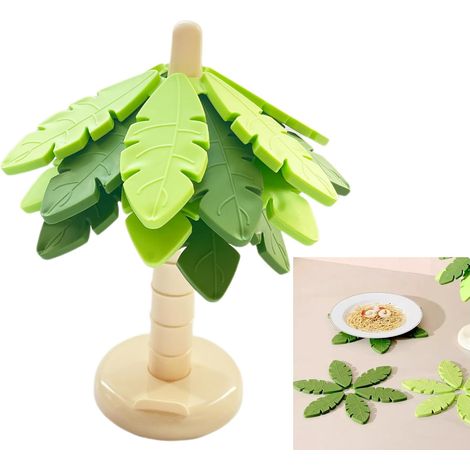 Antidérapant, lot de 5 dessous de plat en silicone vert, isolant thermique, compatible toutes casseroles, sert aussi de support télé (1/5)