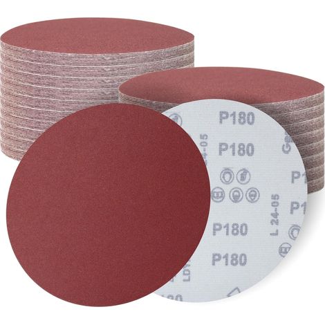 Disques de Ponçage 180mm, 30 Pièces, Disques Abrasifs Grain 180 pour Ponceuse Orbitale Aléatoire, Idéal pour Poncer/Polir/Dérouiller (1/5)