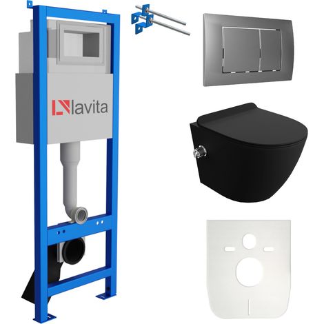 LAVITA WC Set mit Vorwandelement, Wand-WC und Spülknopf (1/5)