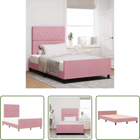 vidaXL Kopfteil - Boxspringbett mit Kopfteil Rosa 120 x 200 cm Samt (1/5)