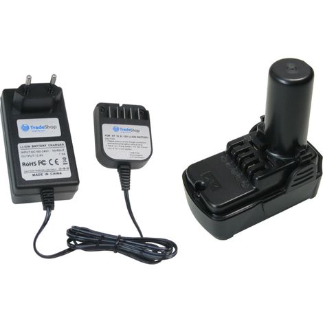 Trade-Shop Akku Ladegerät + Li-Ion Akku 10,8V 2000mAh für Hitachi KC10DFL UB10DL UC10SFL UC10SL UR10 UR10DL Baustellenradio (1/4)