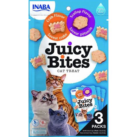 Inaba Juicy Bites : Friandises pour chats aux pétoncles et au crabe, 3 x 11,3 g (1/5)