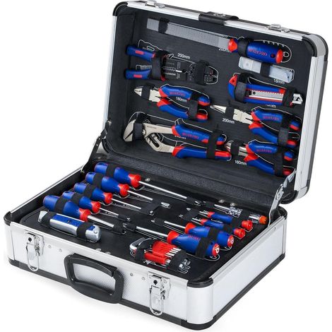Werkzeugkoffer 119-teilig Aluminium mit Steckschlüssel und Gabelschlüssel (1/5)