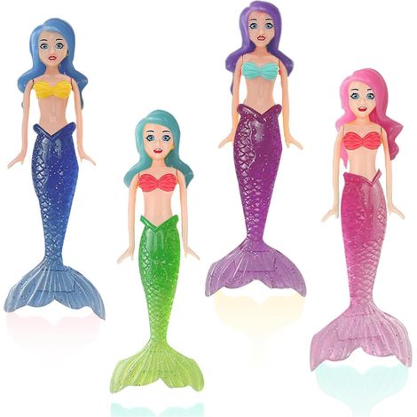 Swimming Pool Games for Children 6 7 8 9 10 Years Old 4 Piece Mermaid Diving Toys Swimming Pool Game for Boys Girls Outdoor Summer Entertainment Underwater Training Diving Swimming (1/2)