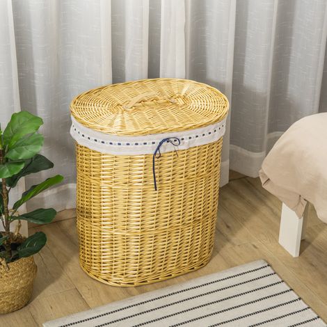 Panier a linge avec couvercle 100L rotin naturel OKMYHOME (1/4)