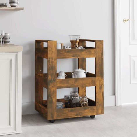 Chariot de cuisine-Desserte de Cuisine-Meuble de Rangement Chêne fumé 60x45x80 cm Bois d'ingénierie 505826 (1/5)