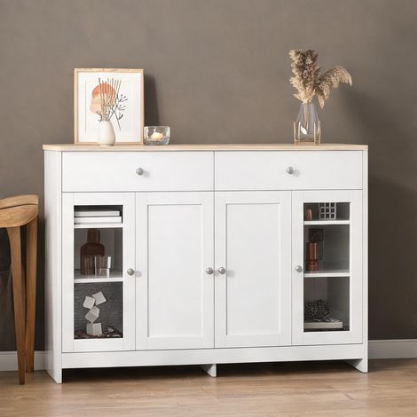 Buffet coloris blanc en MDF 47,2 x 14,6 x 31,5 cm (1/5)