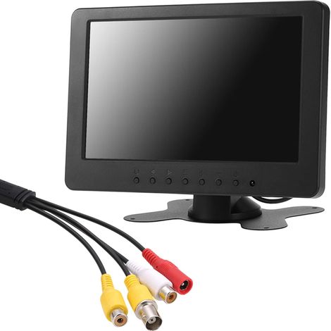 Moniteur 7 Pouces pour Caméra TFT LCD 16: 9 1024 x 600 BNC AV Vidéo Audio pour la Sécurité PC VCD Dvd Prise EU