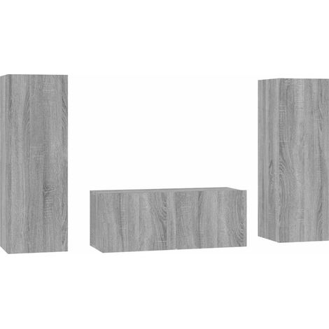 Maison Exclusive - Set Mobili Porta TV 3 pz Grigio Sonoma in Legno Multistrato (1/5)