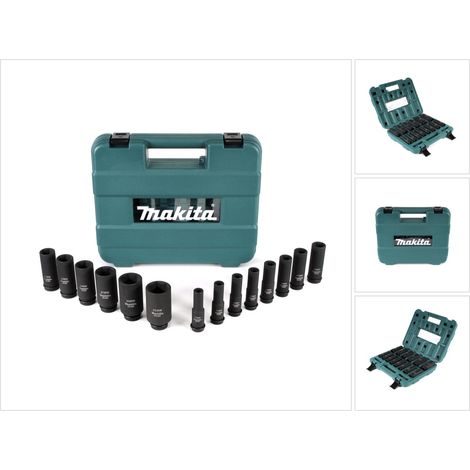 Makita – Coffret de clés à douille 14 pièces – Acier chrome-molybdène – Compatible visseuse à chocs 1/2" – Mallette de transport incluse