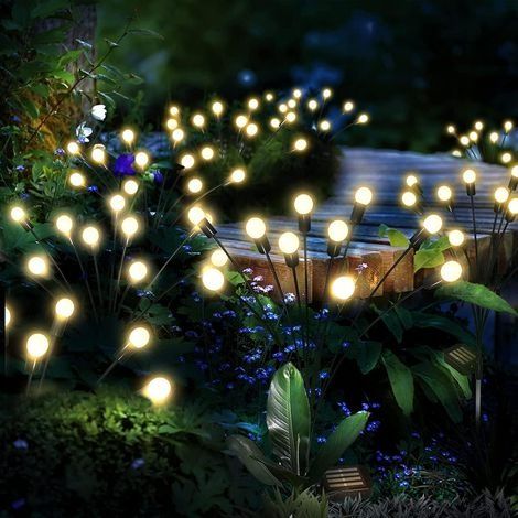 Lampes solaires de jardin extérieur 2 pièces 10 LED lucioles solaires IP65 étanche LED lampes solaires extérieures (1/5)