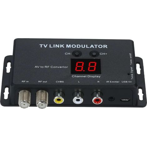 Modulateur UHF, TM70 UHF TV Link Modulator Convertisseur AV vers RF Extension IR, Modulateur AV vers RF Convertisseur IR Extender, Prise en Charge PAL/NTSC avec Câble de Charge USB (1/5)
