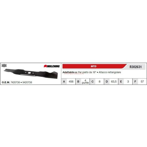Lama MTD trattorino tagliaerba rasaerba tosaerba piatto da 18" R302631