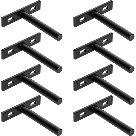Equerre Etagere Murale Fixation Flottante Invisible, Support Etagere Murale en Métal, Tablette Flottante Support Charge Lourde, Longueur 7 M, Noir 8 Pcs (1/5)