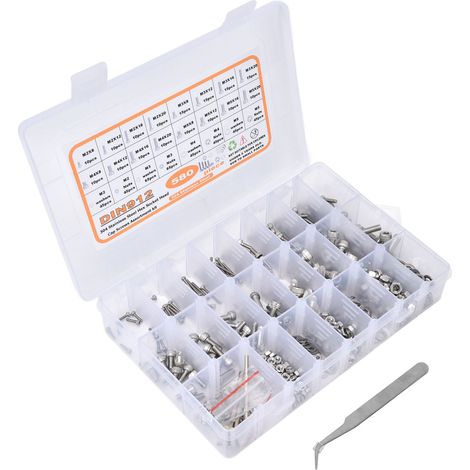 Lot de 580 vis écrous rondelles acier inox 304 têtes cylindriques à six pans creux pour bricolage maison (1/5)