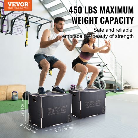 HOMCOM Box Jump Pliométrie 3-en-1 – Collaboration FFHandball – 40/45/60 Cm, Charge 120 Kg