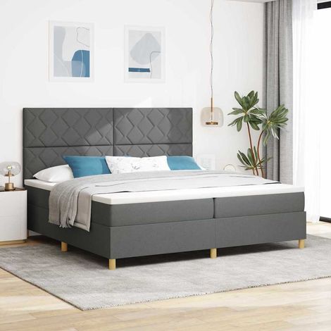 vidaXL Cama Box Spring LED con cabecera Gris oscuro 200 x 200 cm tela (1/5)