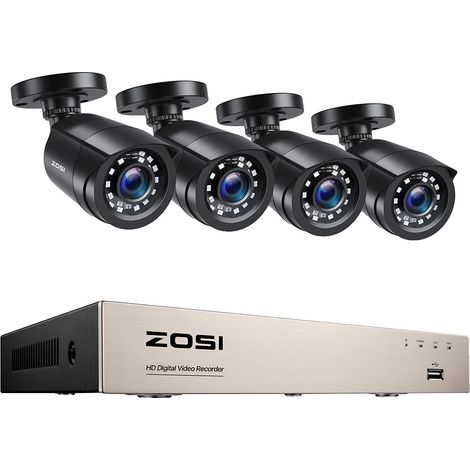 Sistema de videovigilancia de 8 canales, resolución 1080P, DVR de 8 canales x 4 cámaras, Ninguno (1/2)