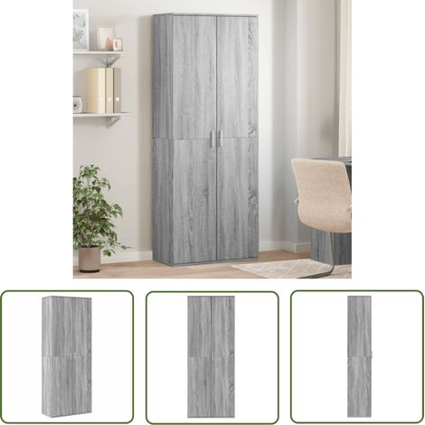 The Living Store Highboard Grau Sonoma 70x35x180 cm Holzwerkstoff - Hochschrank - Wohnzimmermöbel - Grau - Holzwerkstoff Möbel - Aufbewahrungsraum (1/5)