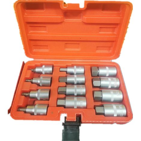 Lot de 12 embouts de tournevis Allen,Douille Allen,Adaptateur de douille interne hexagonale 5-22 mm,1/2" Hex Socket Set Premium S2 Alloy Steel Jeu de douilles en alliage d'acier (1/5)