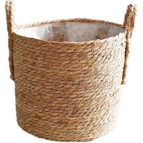 Décoration intérieure, pot de fleurs en paille tressée, jardinière en jonc de mer, panier, pot de fleurs de jardin, contenants, vase en rotin tressé, organisateur d'accessoires (1/5)