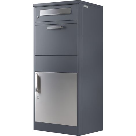 Zelsius – Boîte aux lettres en acier RAL9007 anthracite – Compartiment pour colis – Protection anti-vol – 2 ouvertures d’insertion – Dimensions 50x37x112cm