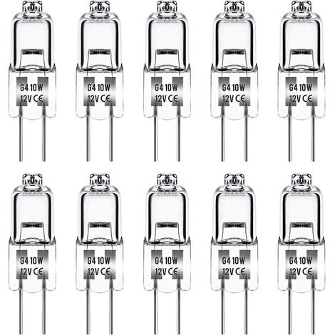 Ersandy – Ampoule halogène G4 10W 12V – Blanc chaud 3000K 150LM – Intensité variable – Lot de 10 ampoules – Angle de faisceau 360° (1/5)