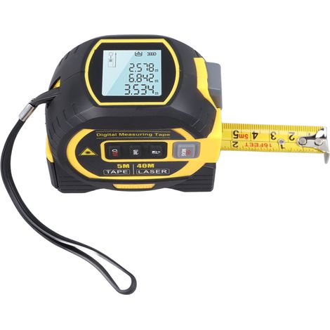 Mètre ruban laser 3 en 1, portée de 40 m, infrarouge, pour mesures de précision industrielles (jaune) (1/5)