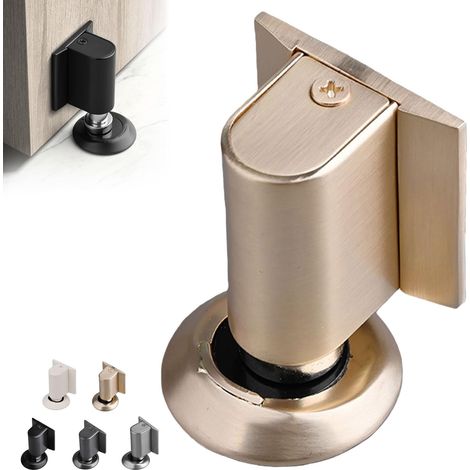 Magnetischer Türstopper mit Schrauben und Klebstoff für hohe Haftung, robuster magnetischer Türstopper, keilförmiger Stopper, untere Halterung zum Offenhalten der Tür (gold).